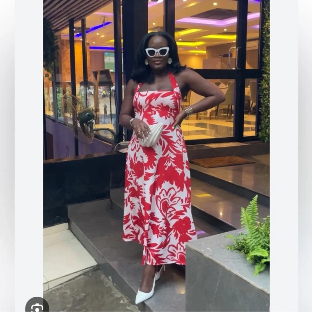 Zara Floral Linen Blend Halter Dress - Picture 6 of 11